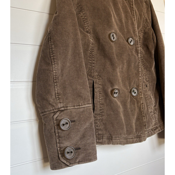 VTG Esprit Outerwear Brown Corduroy Peacoat Quilted Lined Double Breasted Y2K M - Picture 12 of 16